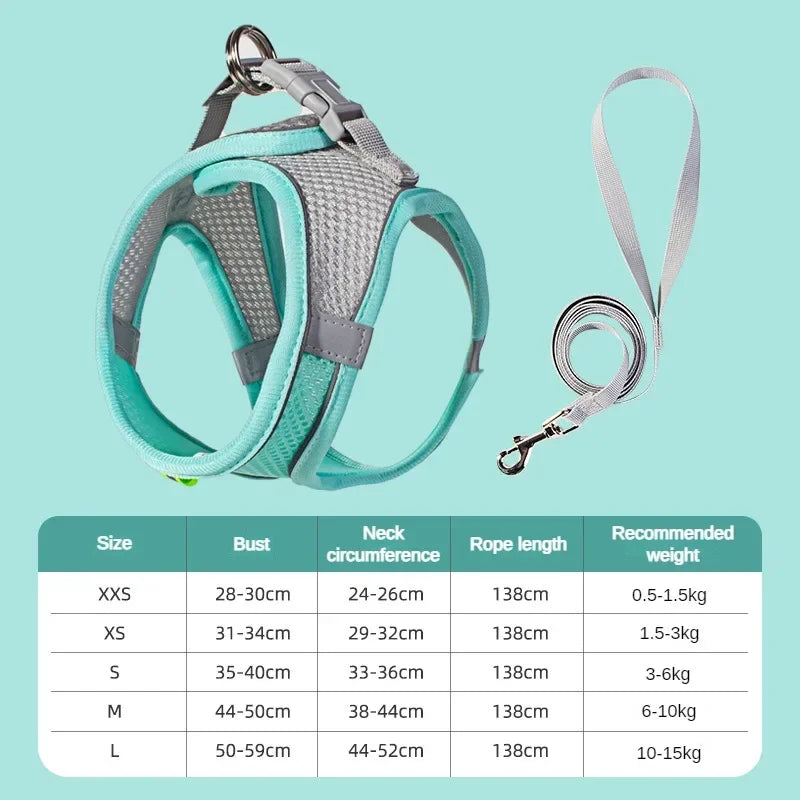 Breathable Mesh Harness Vest for Small Dogs & Cats