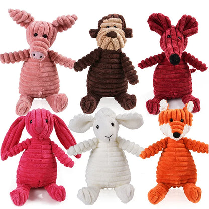 Corduroy Animal Chew Toy with Squeaker