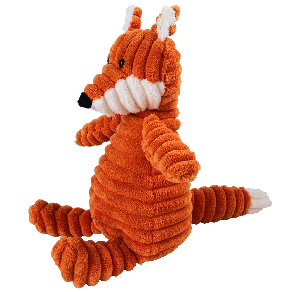 Corduroy Animal Chew Toy with Squeaker