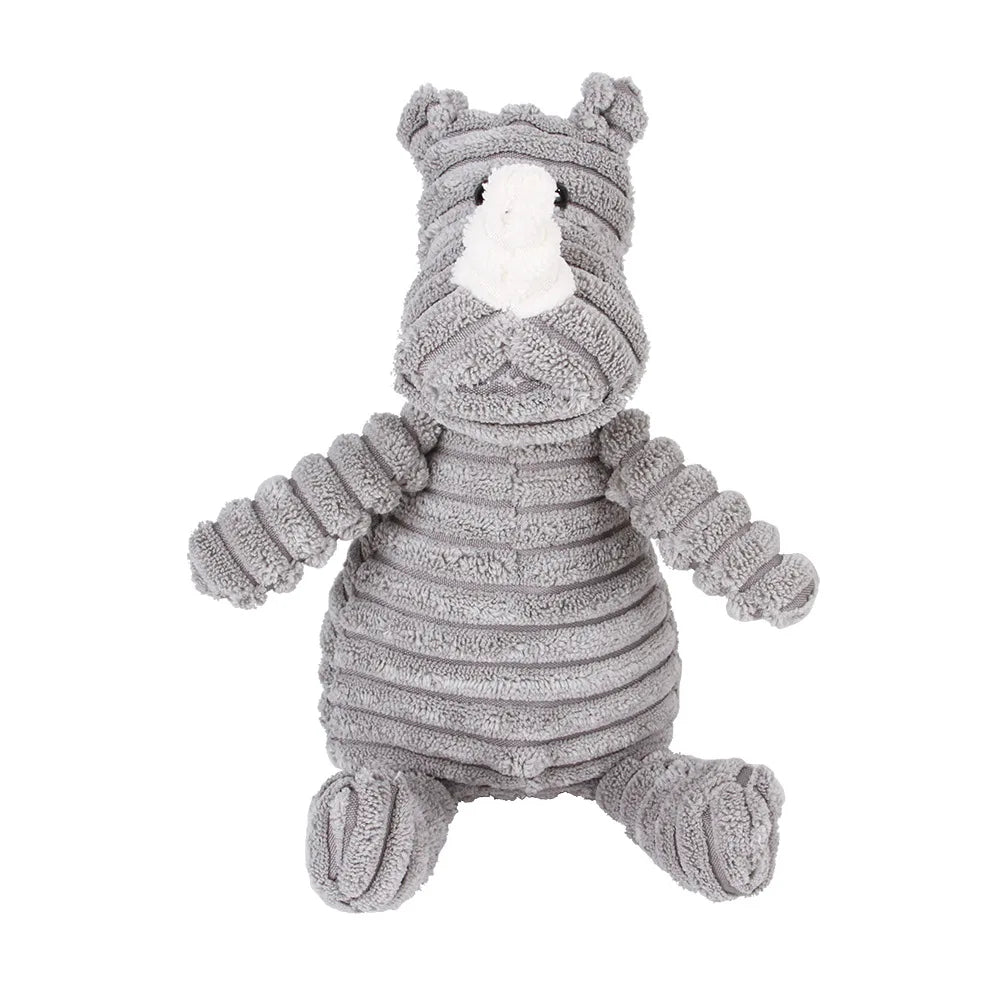 Corduroy Animal Chew Toy with Squeaker