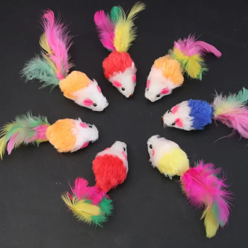 Furry Mouse Cat Toys with Rattle Sound