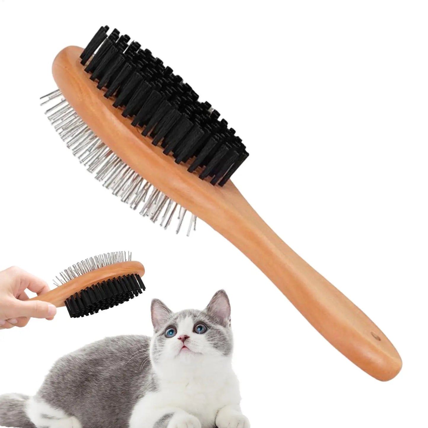 Double-Sided Wooden Grooming Brush