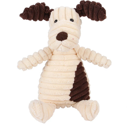 Corduroy Animal Chew Toy with Squeaker