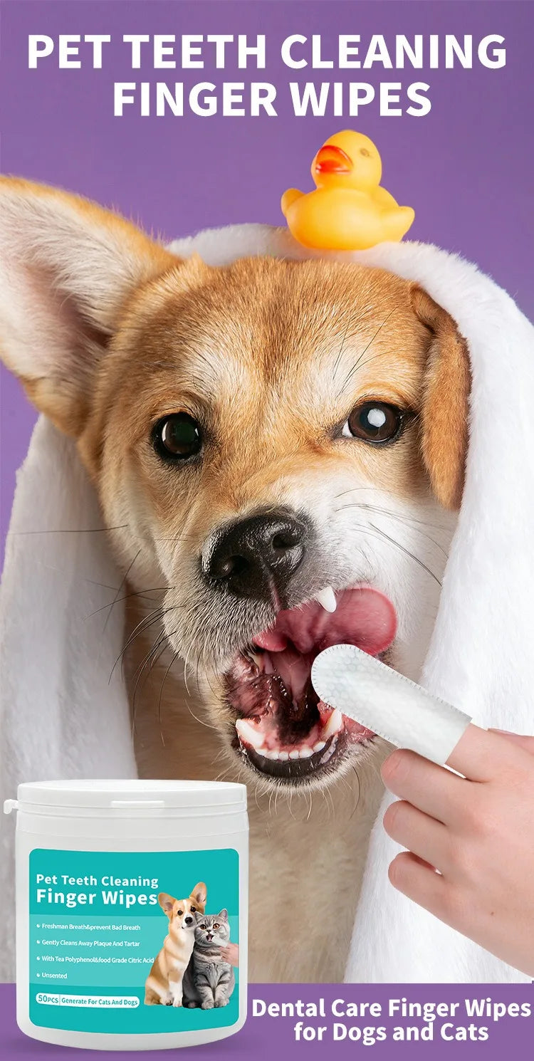Disposable Dental Finger Wipes for Dogs & Cats