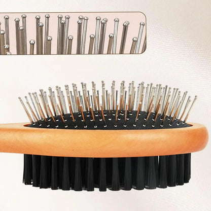 Double-Sided Wooden Grooming Brush