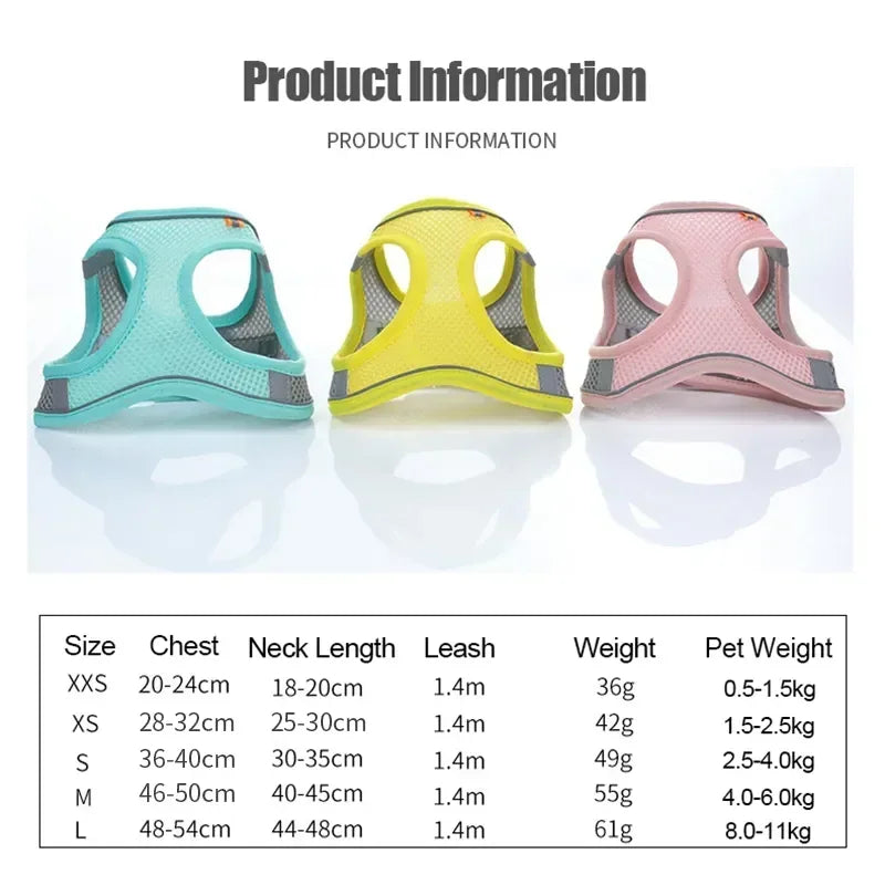 Breathable Mesh Harness Vest for Small Dogs & Cats