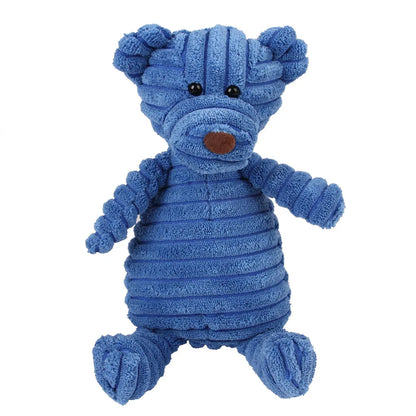 Corduroy Animal Chew Toy with Squeaker