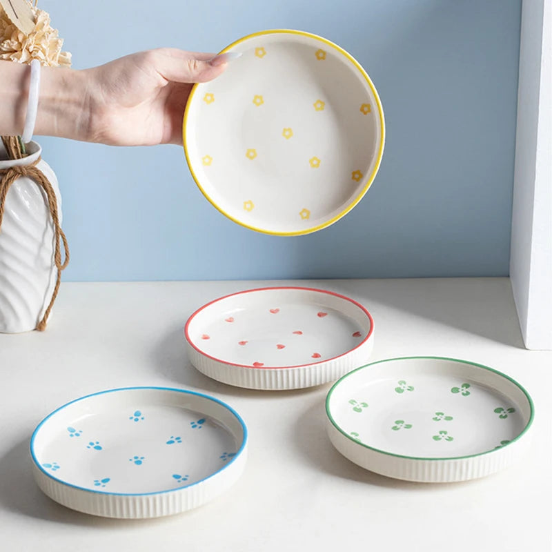 Ceramic Pet Cat Bowl Pet Drinking Water Feeding Bowl Ceramics Cat Food Dog Food Utensils Cat Dog Pet Supplies Accessories