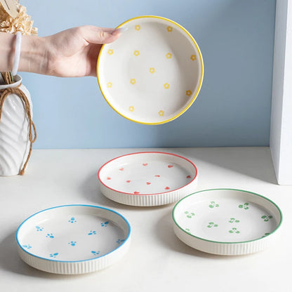 Ceramic Pet Cat Bowl Pet Drinking Water Feeding Bowl Ceramics Cat Food Dog Food Utensils Cat Dog Pet Supplies Accessories