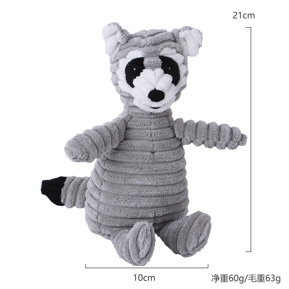 Corduroy Animal Chew Toy with Squeaker