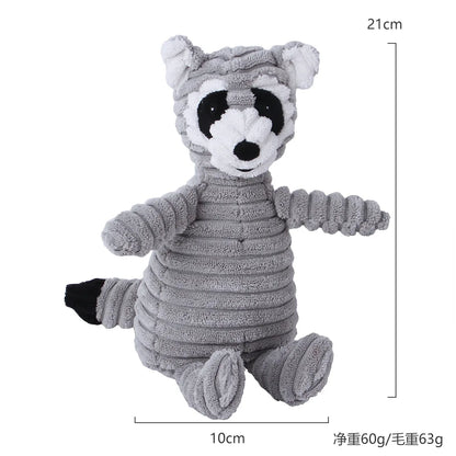 Corduroy Animal Chew Toy with Squeaker