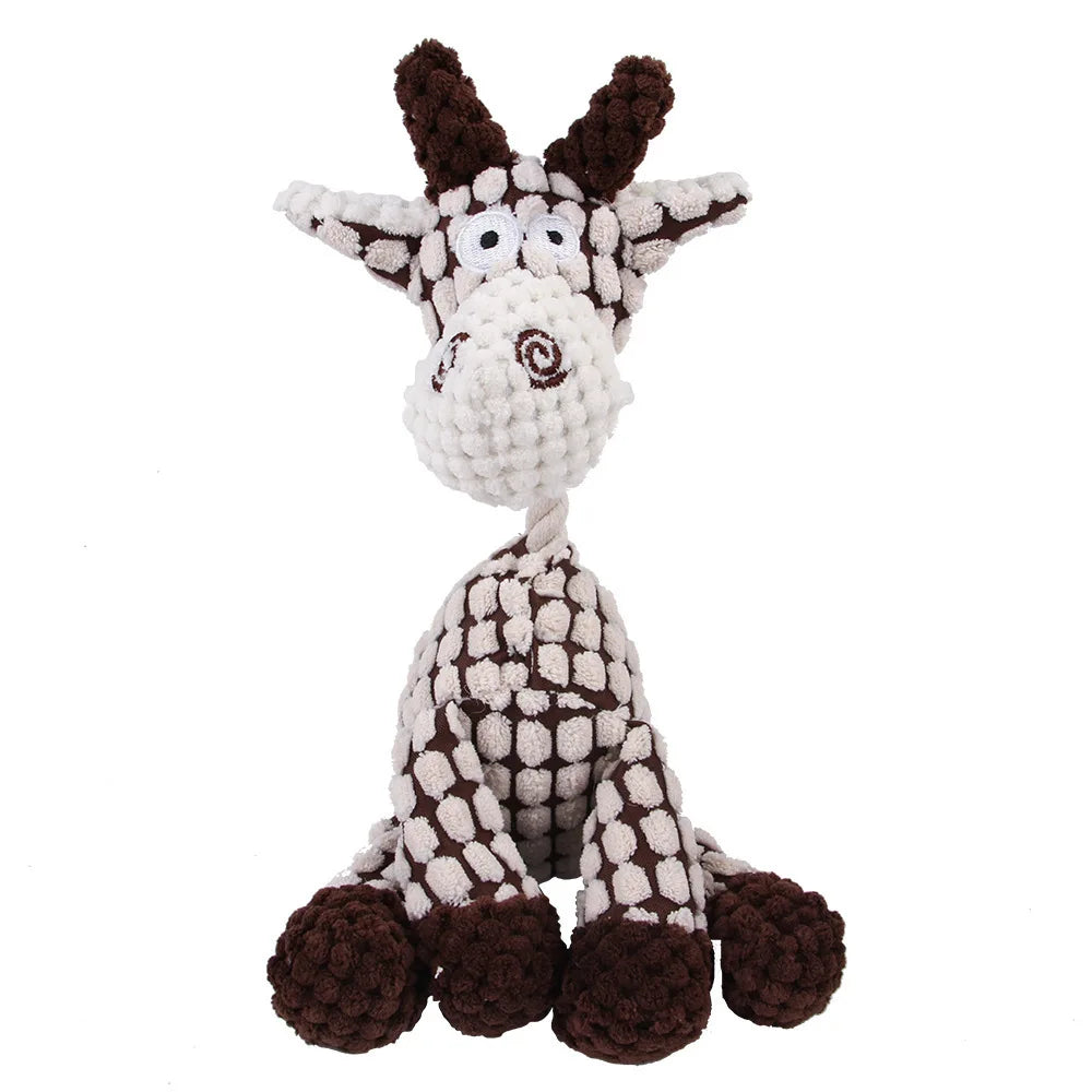 Corduroy Animal Chew Toy with Squeaker