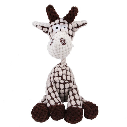 Corduroy Animal Chew Toy with Squeaker