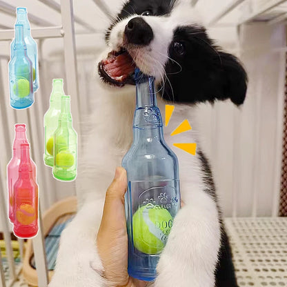 Squeaky Bottle Chew Toy with Tennis Ball
