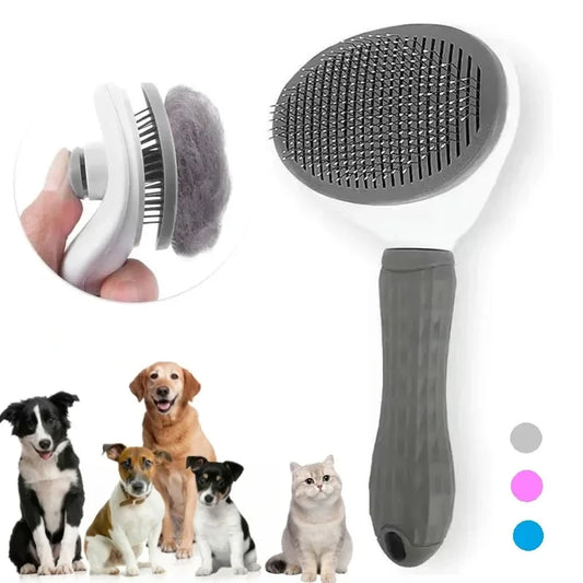 Compact Self-Cleaning Pet Brush