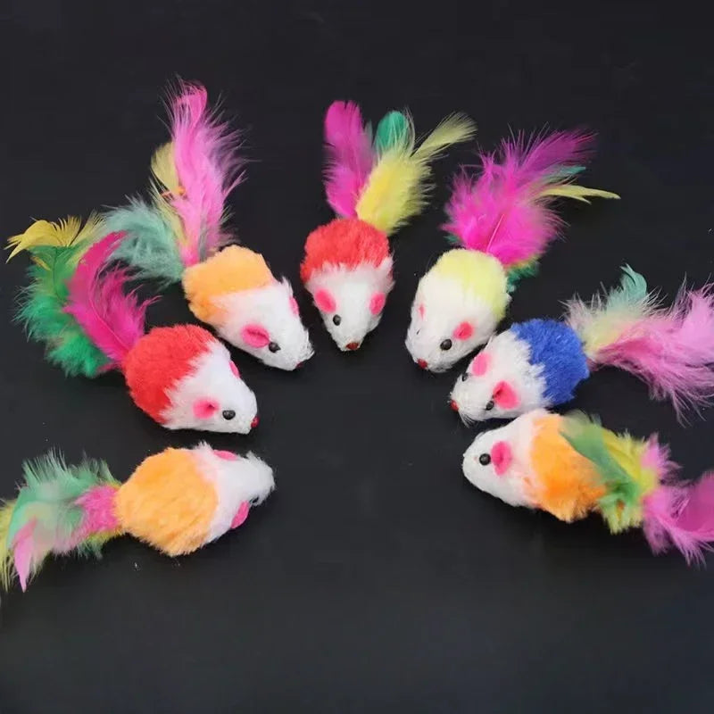 Furry Mouse Cat Toys with Rattle Sound