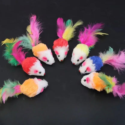 Furry Mouse Cat Toys with Rattle Sound