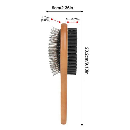 Double-Sided Wooden Grooming Brush