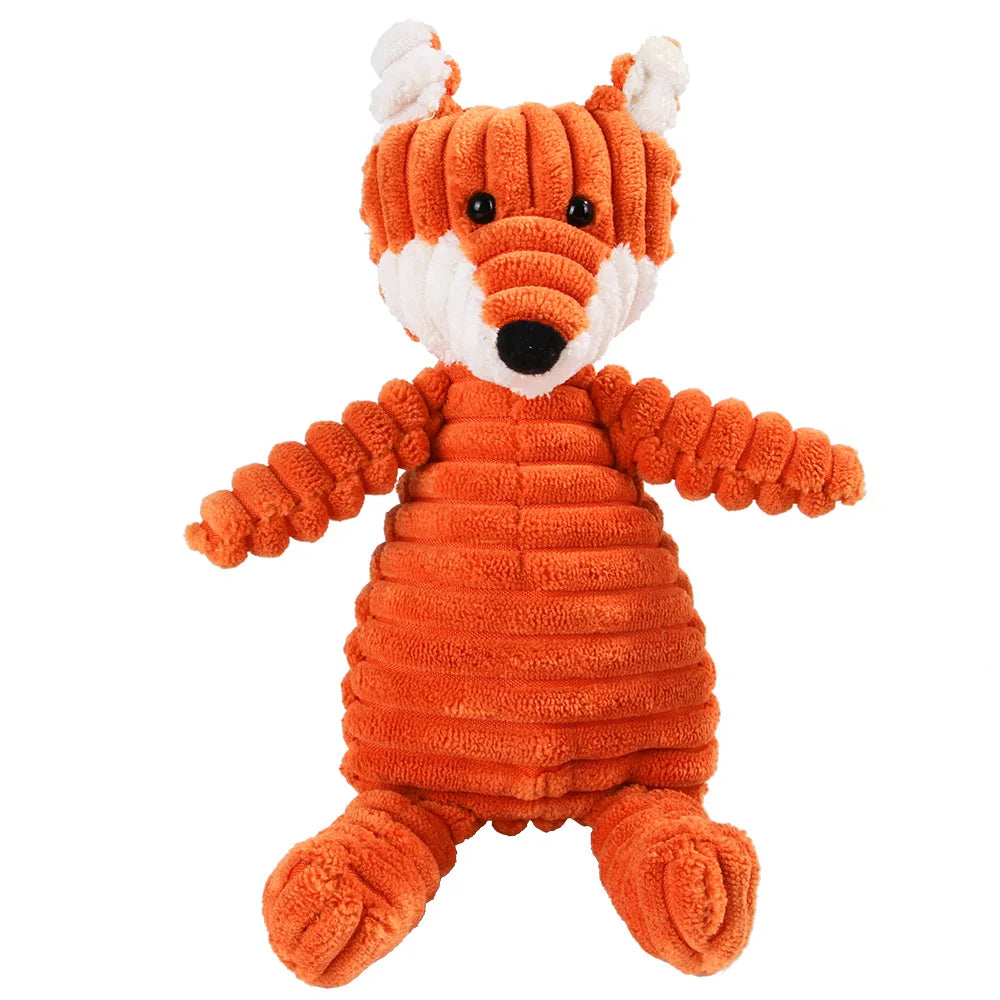 Corduroy Animal Chew Toy with Squeaker