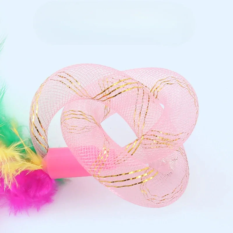 Pet Cat Toy String Tubing with Feather Spring Elastic Toy Pet Supplies Cat Toys Interactive Игрушки Для Кошек Feather Toys