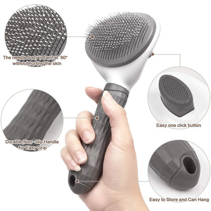 Compact Self-Cleaning Pet Brush