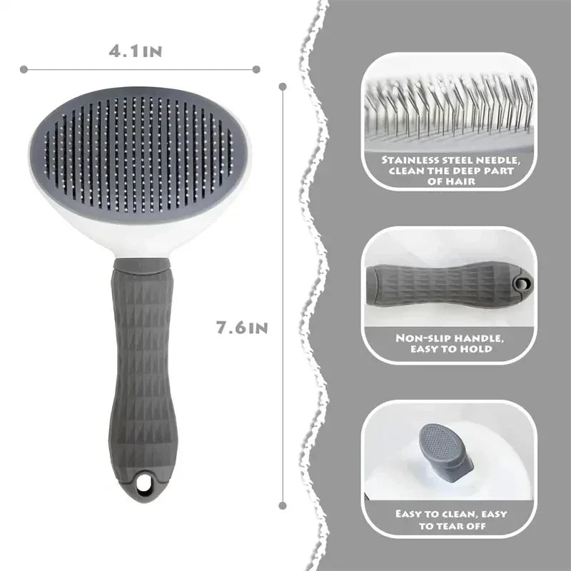 Compact Self-Cleaning Pet Brush