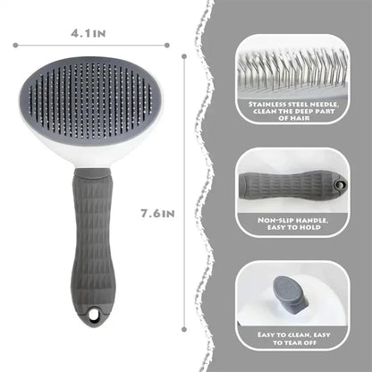 Compact Self-Cleaning Pet Brush