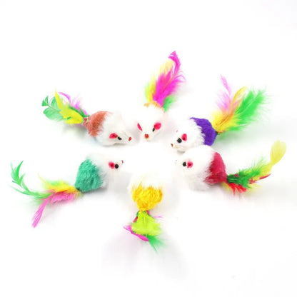 Furry Mouse Cat Toys with Rattle Sound