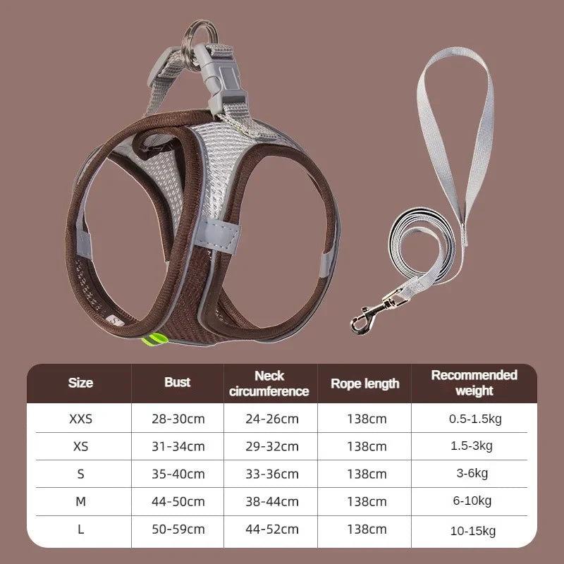 Breathable Mesh Harness Vest for Small Dogs & Cats