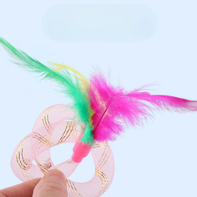 Pet Cat Toy String Tubing with Feather Spring Elastic Toy Pet Supplies Cat Toys Interactive Игрушки Для Кошек Feather Toys