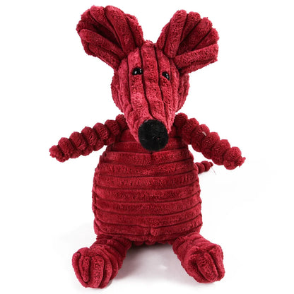 Corduroy Animal Chew Toy with Squeaker