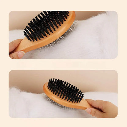 Double-Sided Wooden Grooming Brush