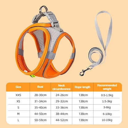 Breathable Mesh Harness Vest for Small Dogs & Cats