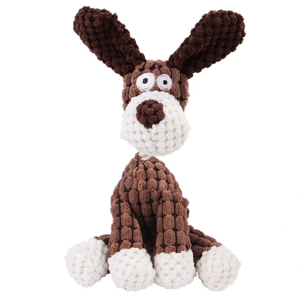 Corduroy Animal Chew Toy with Squeaker