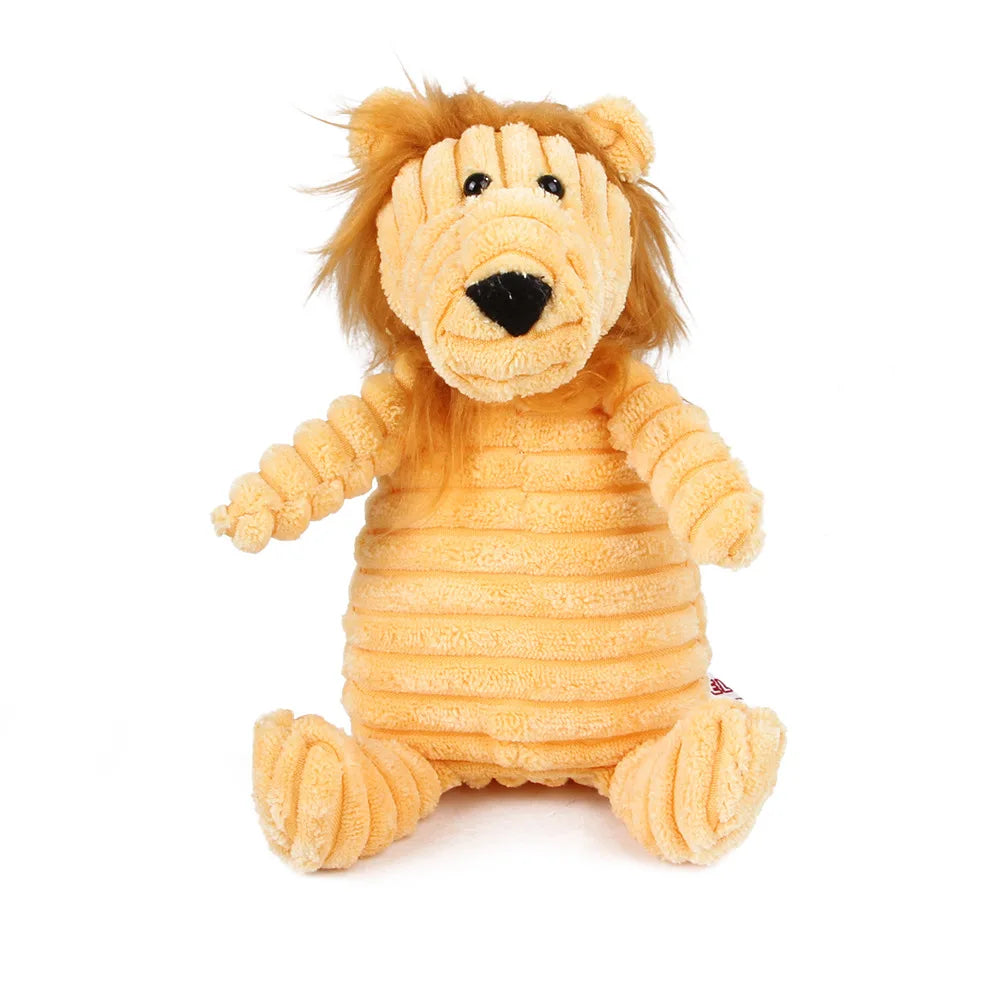 Corduroy Animal Chew Toy with Squeaker