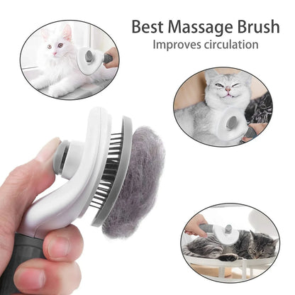 Compact Self-Cleaning Pet Brush