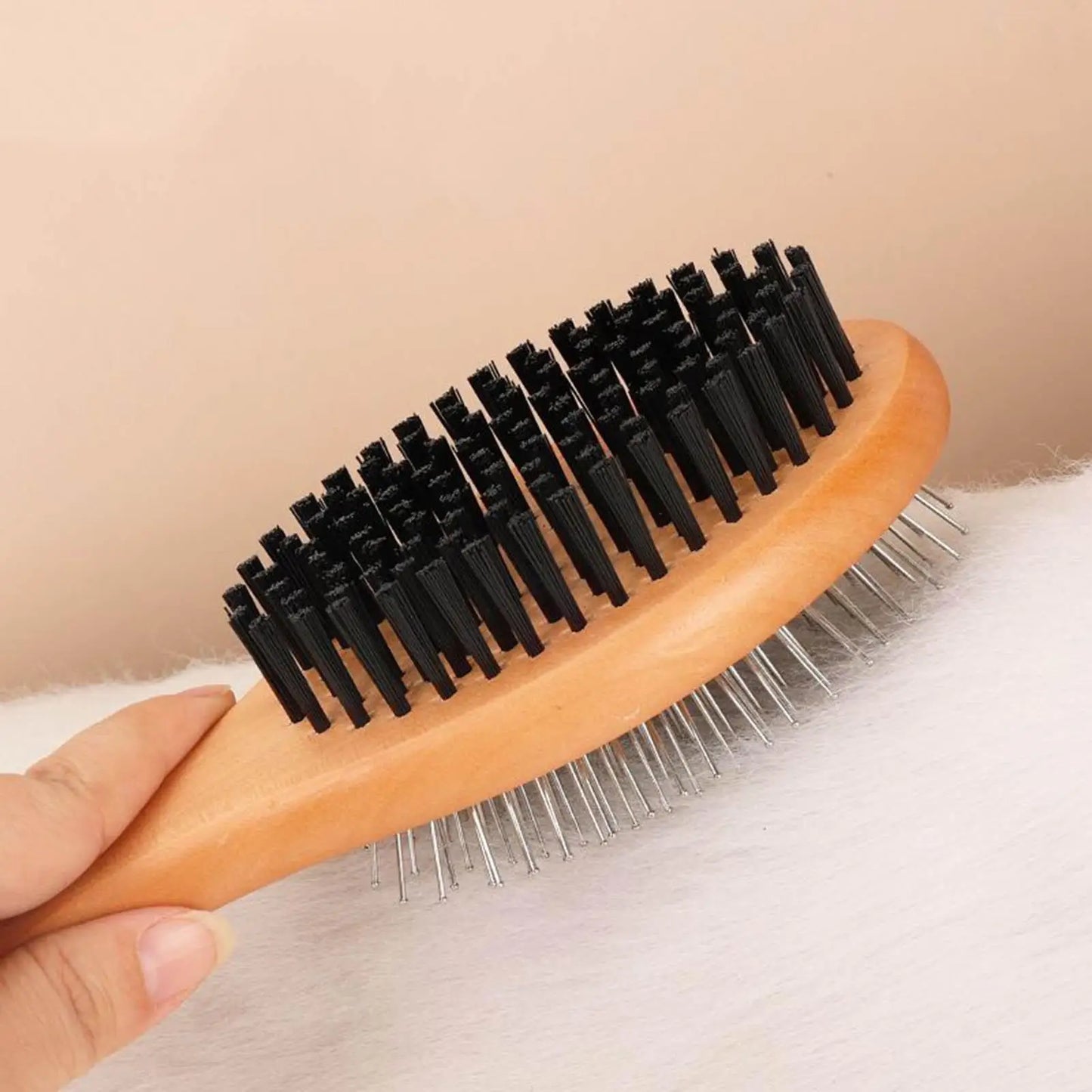 Double-Sided Wooden Grooming Brush