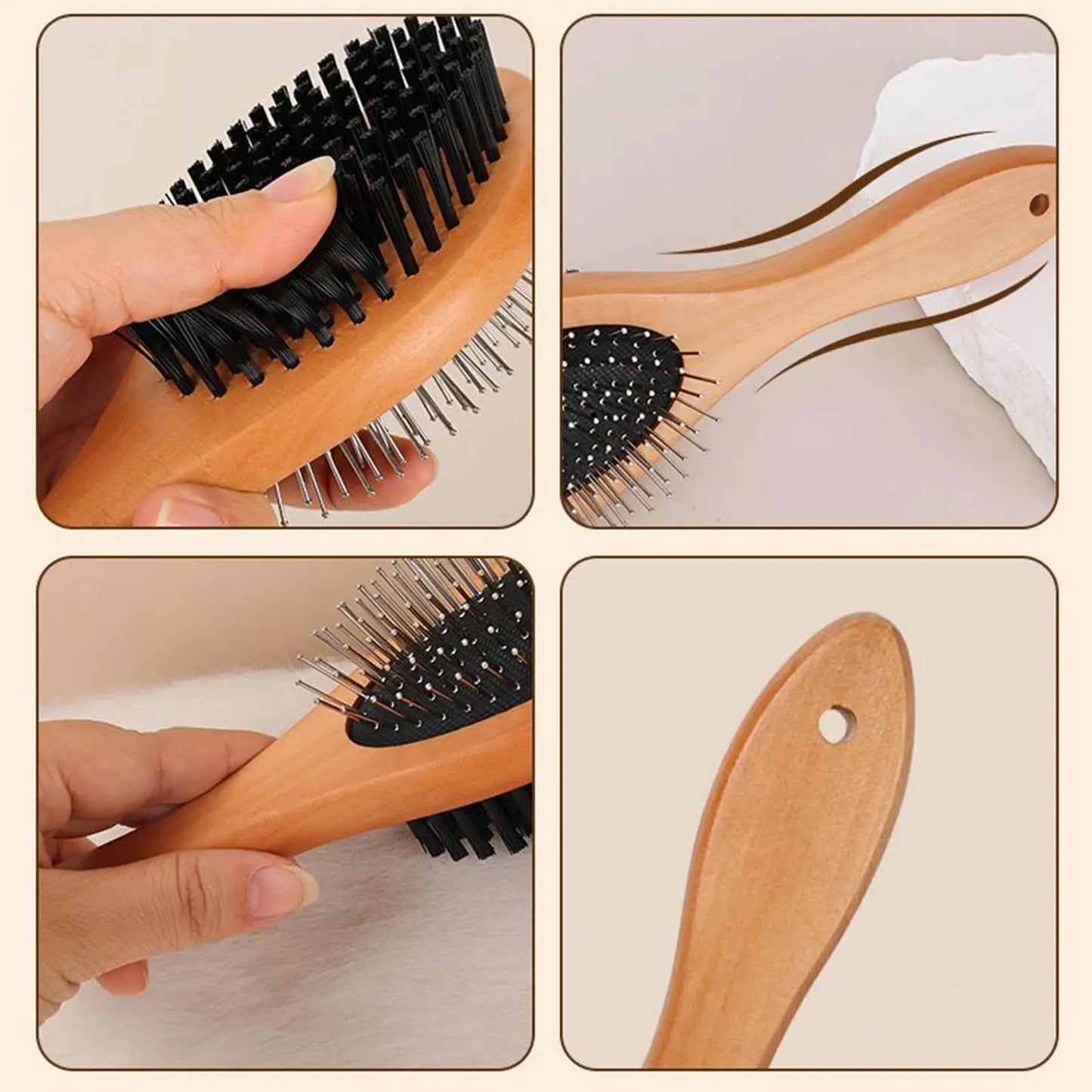 Double-Sided Wooden Grooming Brush