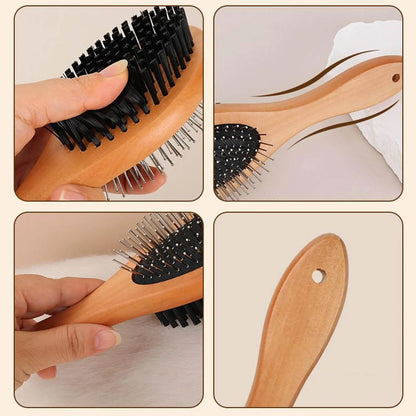 Double-Sided Wooden Grooming Brush