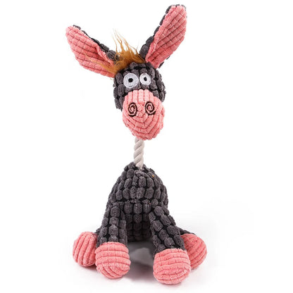 Corduroy Animal Chew Toy with Squeaker