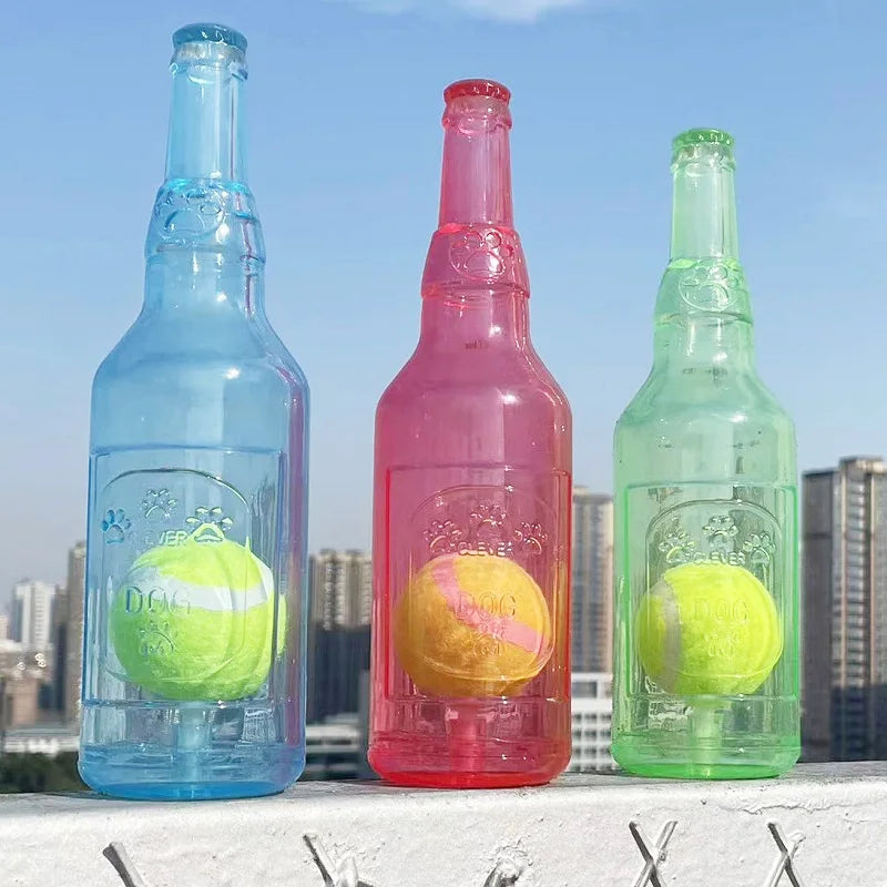 Squeaky Bottle Chew Toy with Tennis Ball