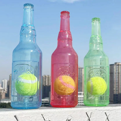 Squeaky Bottle Chew Toy with Tennis Ball