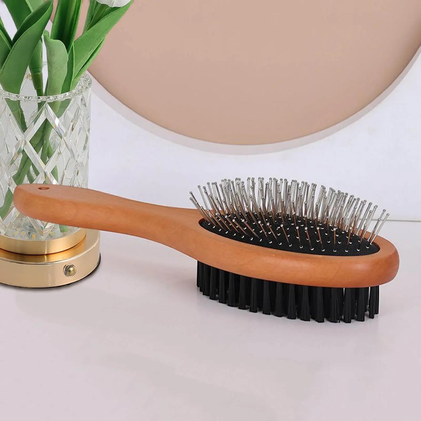 Double-Sided Wooden Grooming Brush