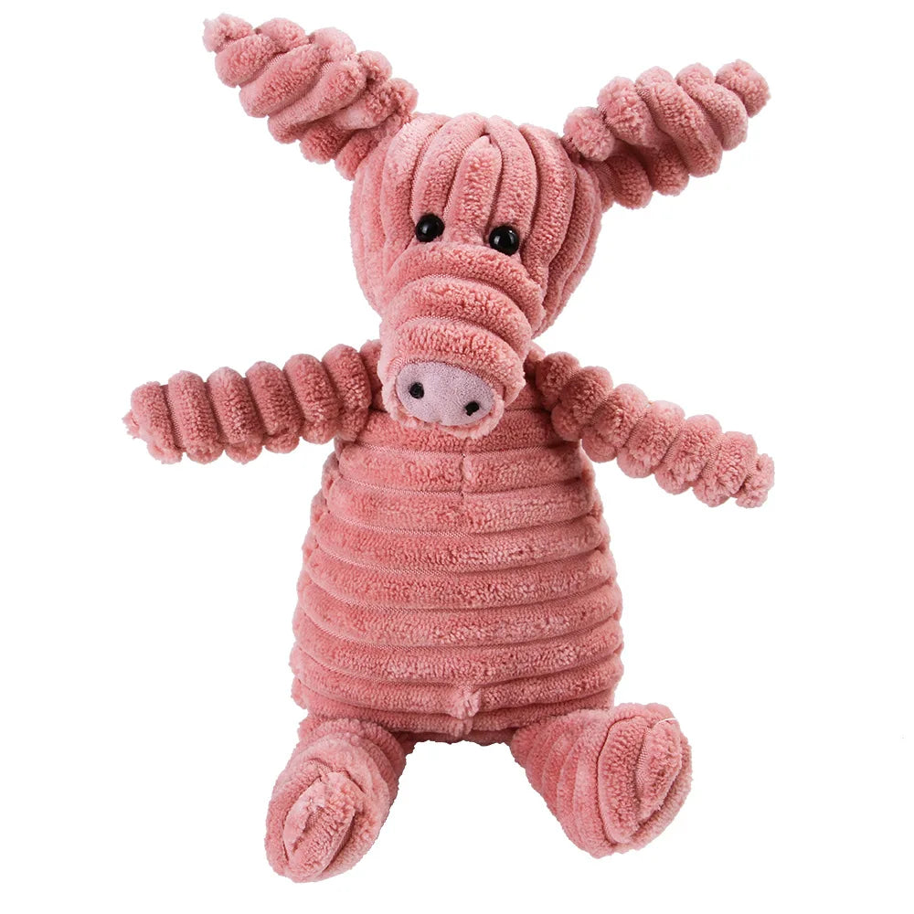 Corduroy Animal Chew Toy with Squeaker